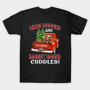 Warm Snuggles And Basset Hound Cuddles Ugly Christmas Sweater T-Shirt